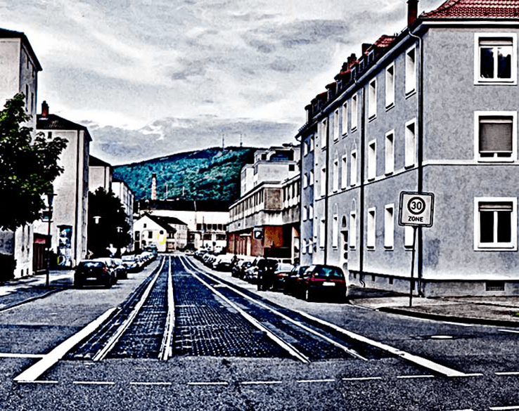 Alte Feuerwache in Heidelberg mit Blick auf den Königsstuhl - Foto